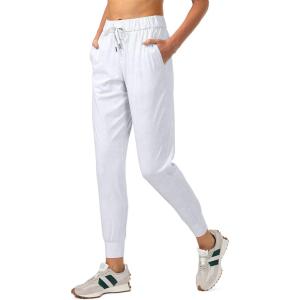 SANTINY Women’s Joggers Pants Pockets Drawstring Running Sweatpants for Women Lounge Workout Jogging(Heather White)