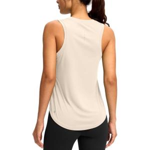 SANTINY Women’s Sleeveless Workout Tops Lightweight Tennis Yoga Athletic Running Shirts Racerback Tank Tops for Women(Cream)
