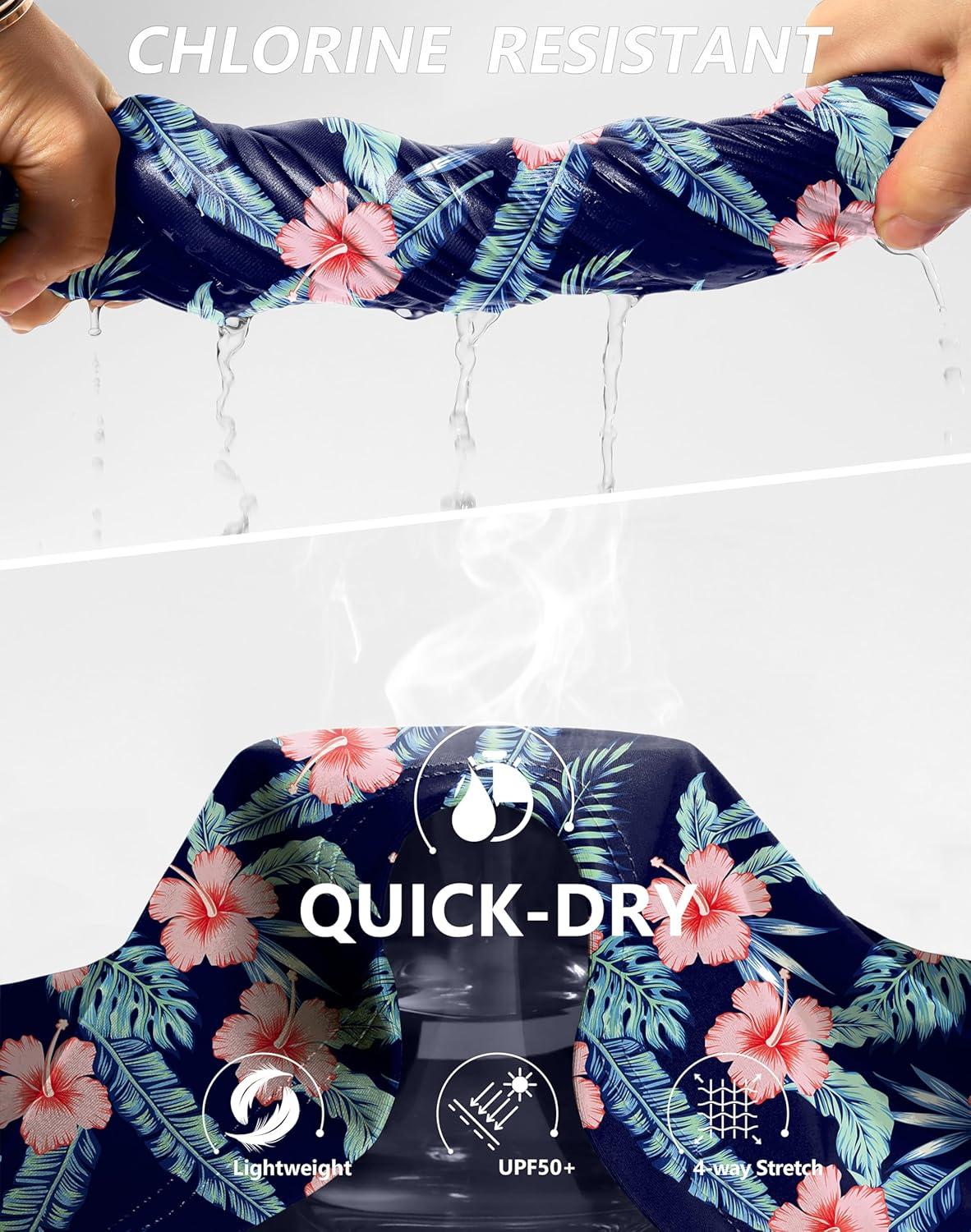 imageSANTINY Womens High Waisted Swim Skirt with Pocket Tummy Control Tankini Swimsuit Bathing Suit Bottoms for WomenNavy Flower