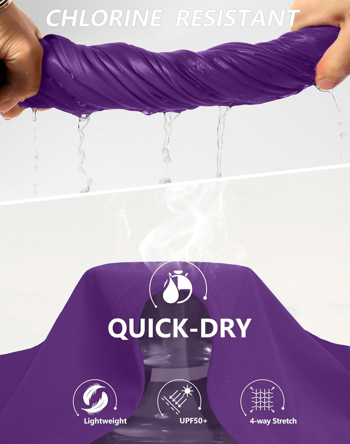 imageSANTINY Womens High Waisted Swim Skirt with Pocket Tummy Control Tankini Swimsuit Bathing Suit Bottoms for WomenPurple