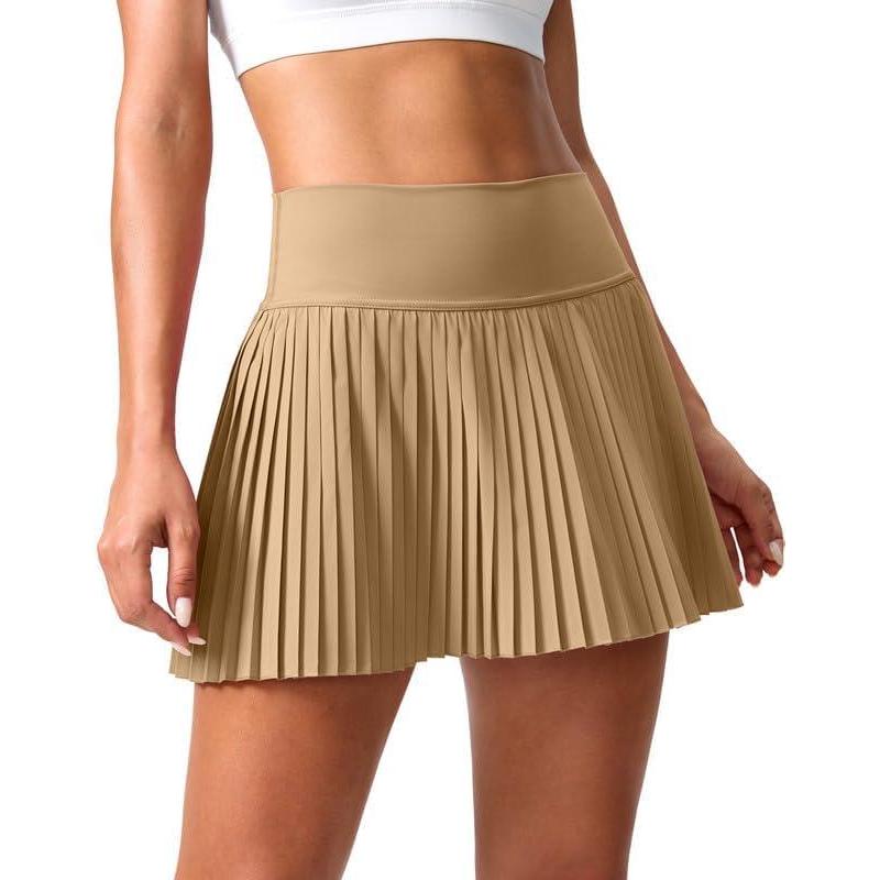 imageSANTINY Pleated Tennis Skirt for Women with Pockets Shorts Womens High Waisted Lightweight Athletic Golf Skorts SkirtsDark Khaki