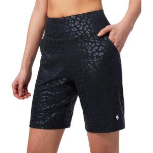 SANTINY Bermuda Shorts for Women with Zipper Pocket Womens High Waisted Long Shorts for Running Workout Athletic(Black Leopard)