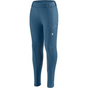 SANTINY Girls Horse Riding Pants with Zipper Pockets Kids Stretchy Equestrian Breeches Knee-Patch Youth Schooling Tights(Deep Blue)