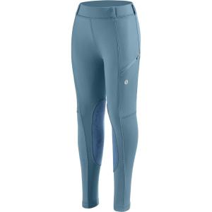 SANTINY Girls Horse Riding Pants with Zipper Pockets Kids Stretchy Equestrian Breeches Knee-Patch Youth Schooling Tights(Dusty Blue)