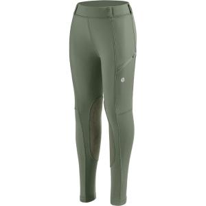 SANTINY Girls Horse Riding Pants with Zipper Pockets Kids Stretchy Equestrian Breeches Knee-Patch Youth Schooling Tights(Grey Sage)