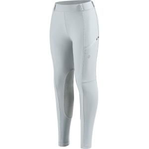 SANTINY Girls Horse Riding Pants with Zipper Pockets Kids Stretchy Equestrian Breeches Knee-Patch Youth Schooling Tights(Light Grey)