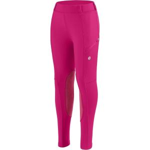 SANTINY Girls Horse Riding Pants with Zipper Pockets Kids Stretchy Equestrian Breeches Knee-Patch Youth Schooling Tights(Rose)