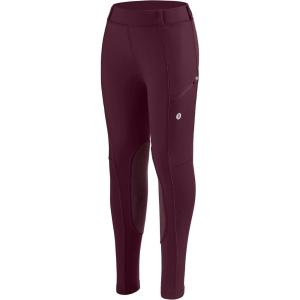 SANTINY Girls Horse Riding Pants with Zipper Pockets Kids Stretchy Equestrian Breeches Knee-Patch Youth Schooling Tights(Wine)