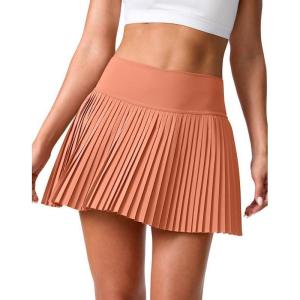 SANTINY Pleated Tennis Skirt for Women with Pockets Shorts Women’s High Waisted Lightweight Athletic Golf Skorts Skirts(Scorched Red Coral)