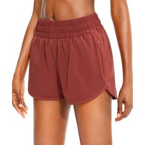 SANTINY Women’s Running Shorts with Zip Pockets High Waisted Athletic Workout Gym Shorts for Women with Liner(Savannah)