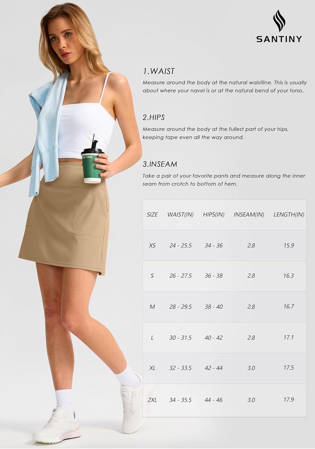 imageSANTINY 16quot Golf Skorts Skirts for Women with 4 Pockets Womens High Waisted Stretchy Tennis Skirt Athletic SkortBlue