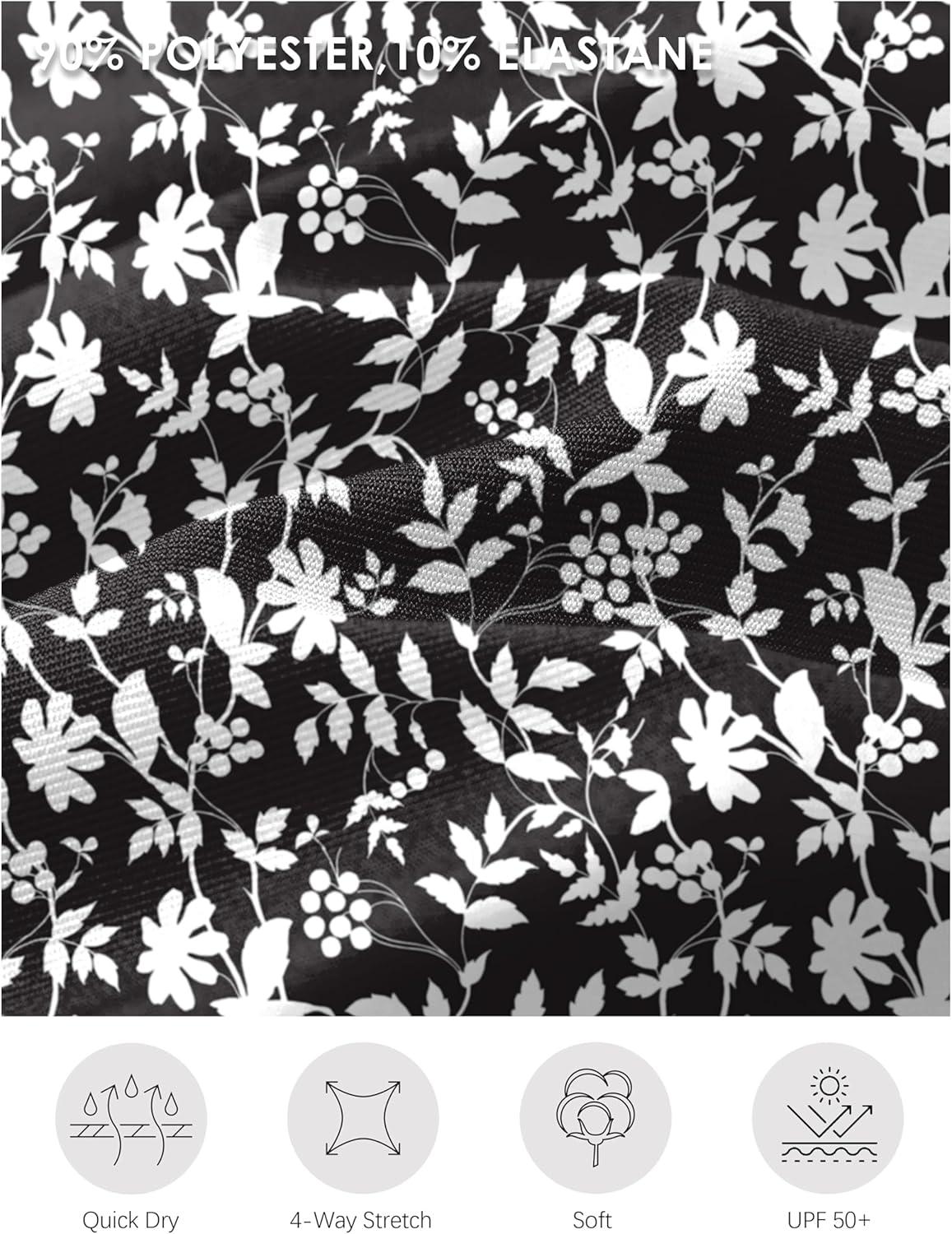 imageSANTINY 20 Knee Length Skorts for Woman 4 Pockets High Waisted Womens Tennis Golf Skirts Long Athletic Skirt with ShortsFloral Black White