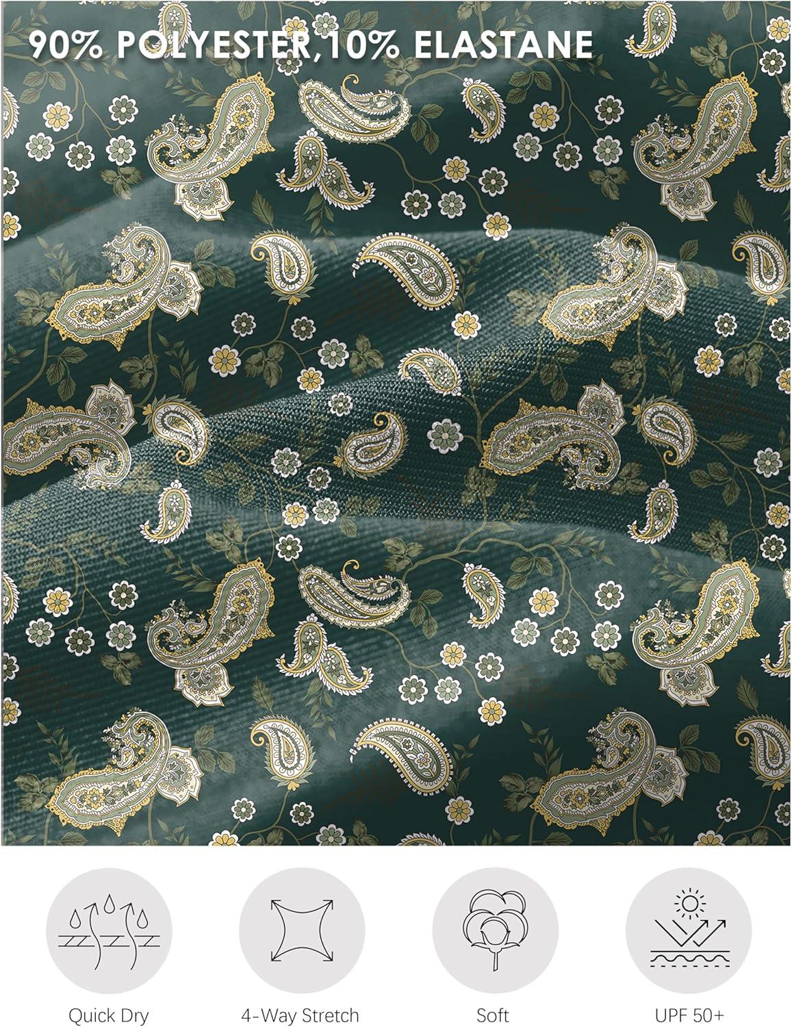 imageSANTINY 20 Knee Length Skorts for Woman 4 Pockets High Waisted Womens Tennis Golf Skirts Long Athletic Skirt with ShortsPaisley Olive