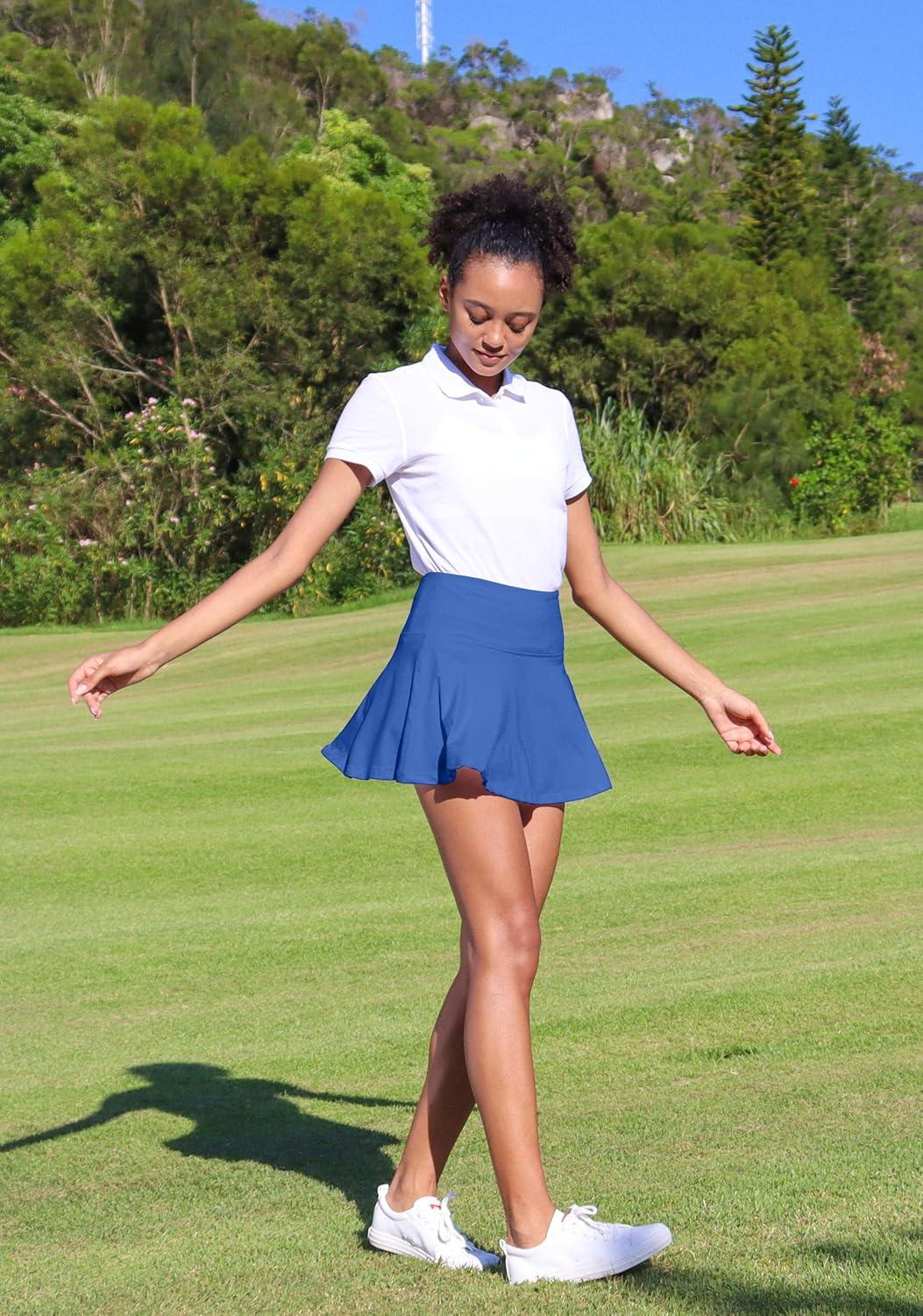 imageSANTINY Pleated Tennis Skirt for Women with 4 Pockets Womens High Waisted Athletic Golf Skorts Skirts for Running CasualRoyal Blue