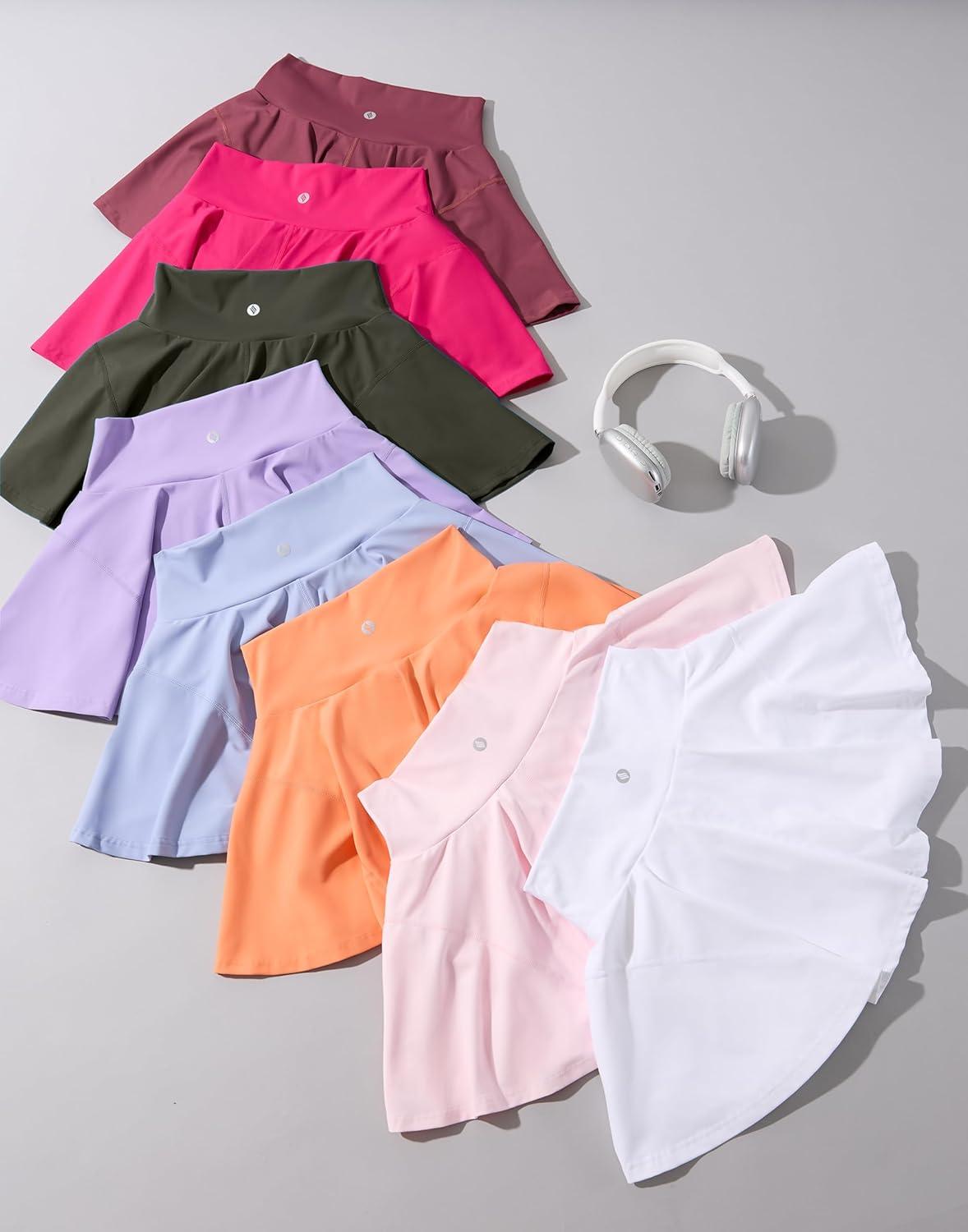 imageSANTINY Pleated Tennis Skirts for Women with Pockets Womens High Waisted Running Workout Athletic Golf Skorts SkirtsOlive Green