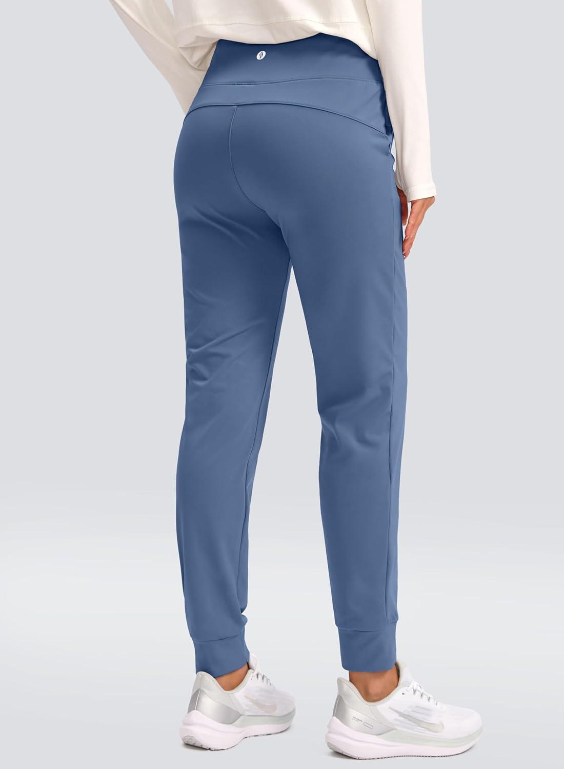 imageSANTINY Womens Fleece Lined Joggers Water Resistant High Waisted Thermal Sweatpants Winter Pants Hiking Running PocketsSlate Blue