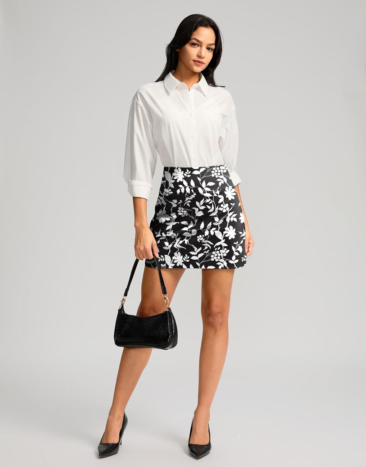 imageSANTINY Womens Golf Skirts Skorts High Waisted Tennis Skirt Athletic Workout Casual Skorts for Woman with Short PocketsBlack Flower