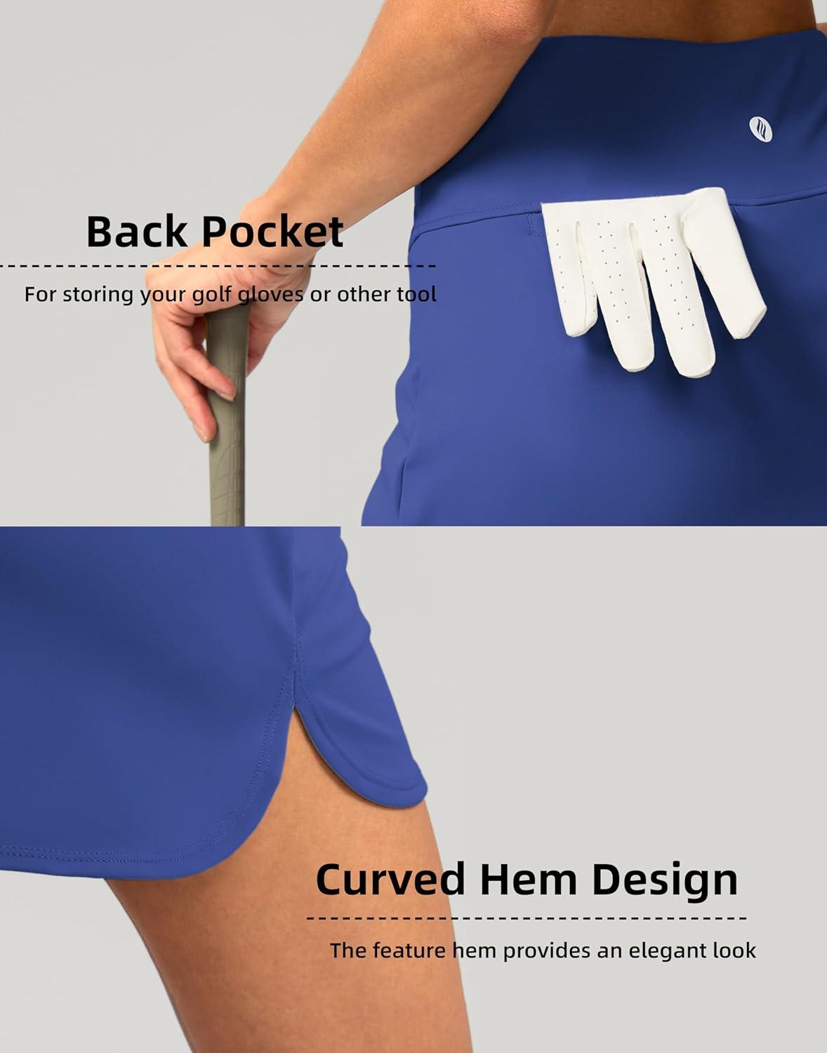 imageSANTINY Womens Golf Skirts Skorts High Waisted Tennis Skirt Athletic Workout Casual Skorts for Woman with Short PocketsBlue