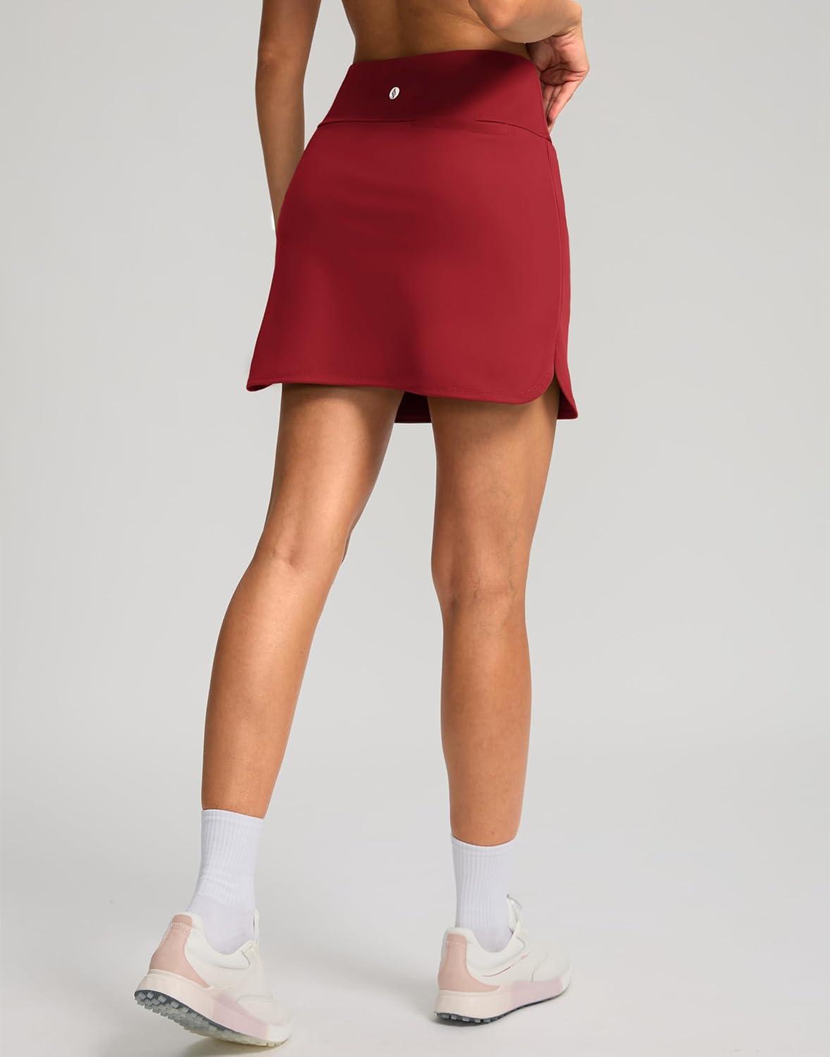 imageSANTINY Womens Golf Skirts Skorts High Waisted Tennis Skirt Athletic Workout Casual Skorts for Woman with Short PocketsBright Red