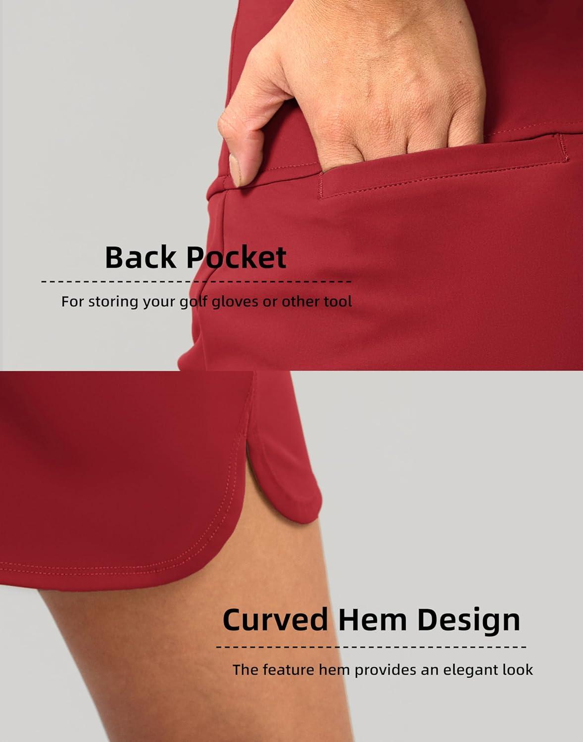 imageSANTINY Womens Golf Skirts Skorts High Waisted Tennis Skirt Athletic Workout Casual Skorts for Woman with Short PocketsBright Red