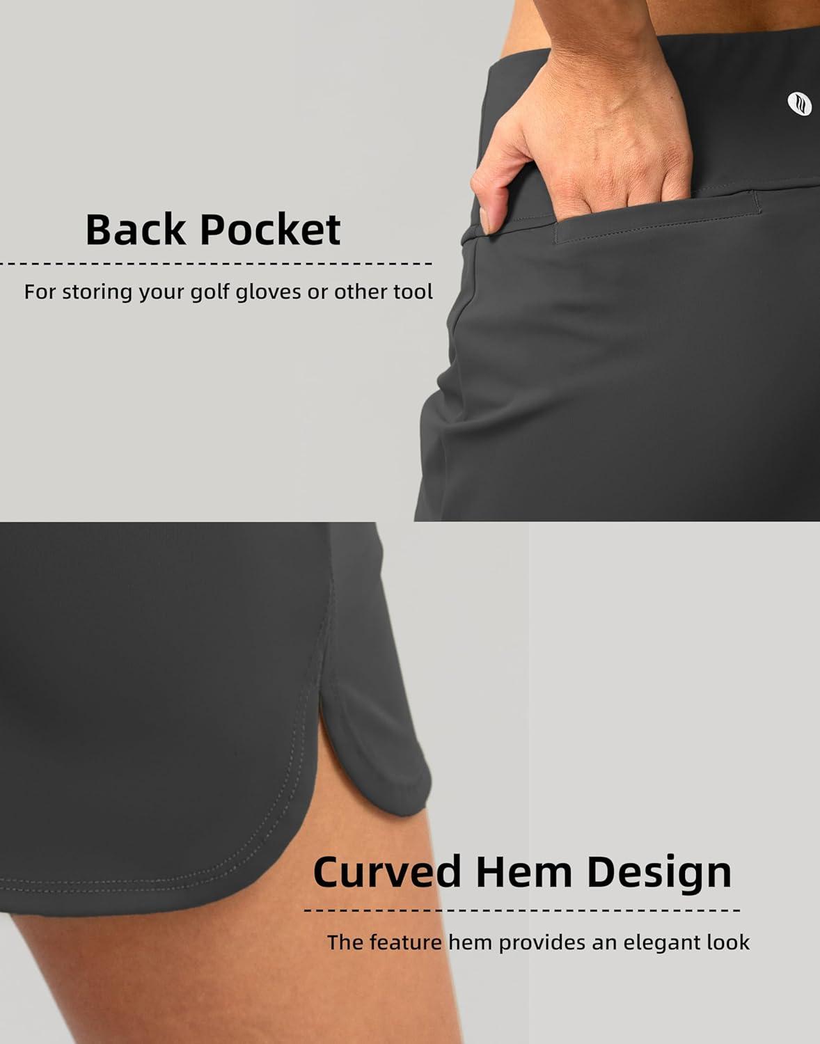 imageSANTINY Womens Golf Skirts Skorts High Waisted Tennis Skirt Athletic Workout Casual Skorts for Woman with Short PocketsDark Grey