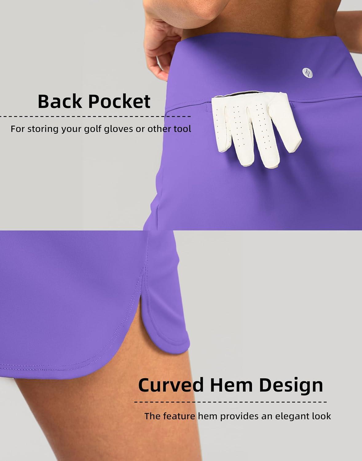 imageSANTINY Womens Golf Skirts Skorts High Waisted Tennis Skirt Athletic Workout Casual Skorts for Woman with Short PocketsDeep Lavender