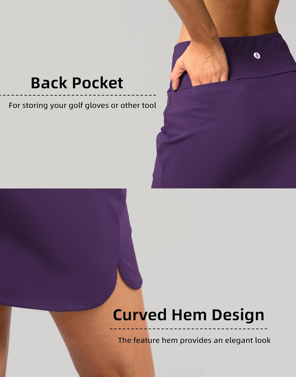 imageSANTINY Womens Golf Skirts Skorts High Waisted Tennis Skirt Athletic Workout Casual Skorts for Woman with Short PocketsDeep Purple