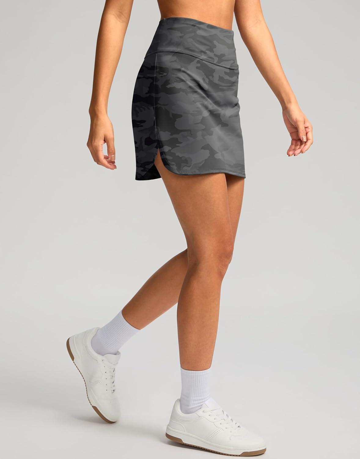 imageSANTINY Womens Golf Skirts Skorts High Waisted Tennis Skirt Athletic Workout Casual Skorts for Woman with Short PocketsGrey Camo