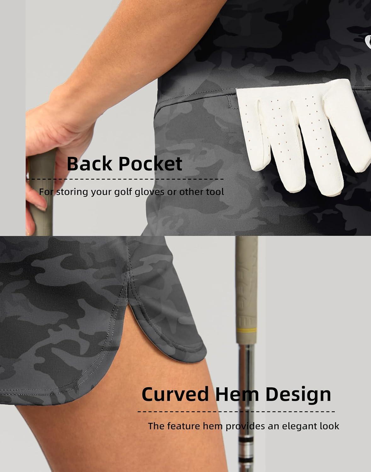 imageSANTINY Womens Golf Skirts Skorts High Waisted Tennis Skirt Athletic Workout Casual Skorts for Woman with Short PocketsGrey Camo