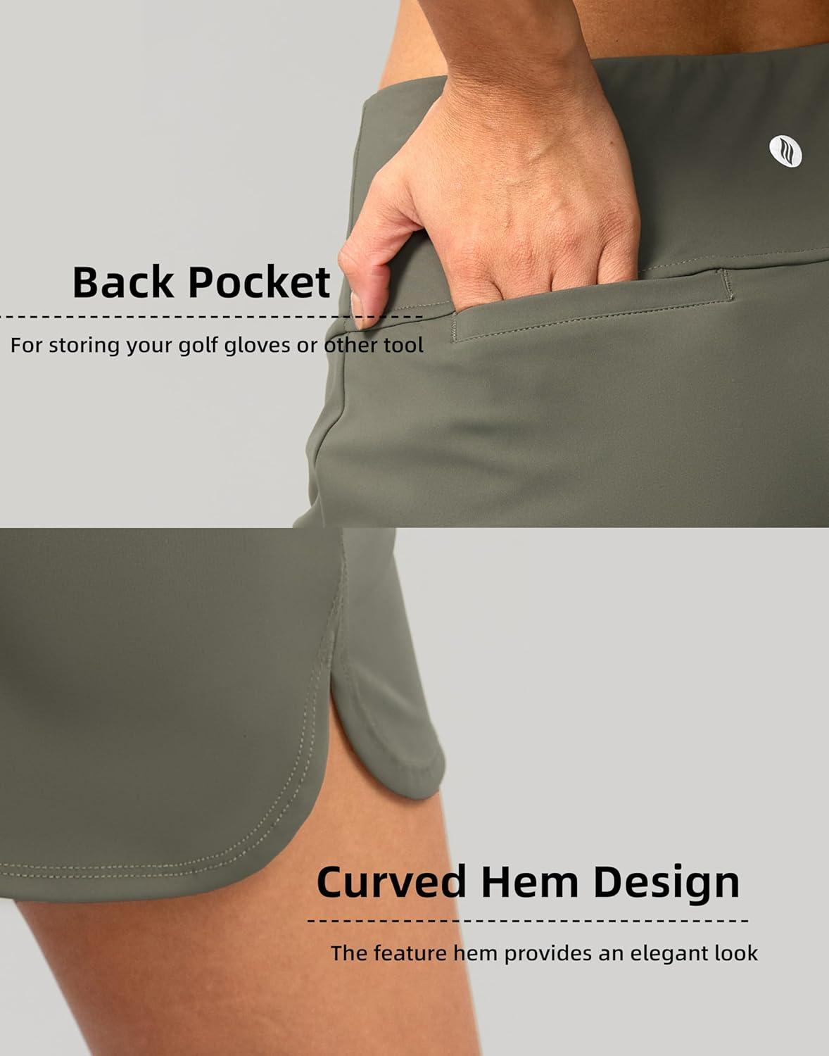 imageSANTINY Womens Golf Skirts Skorts High Waisted Tennis Skirt Athletic Workout Casual Skorts for Woman with Short PocketsGrey Sage