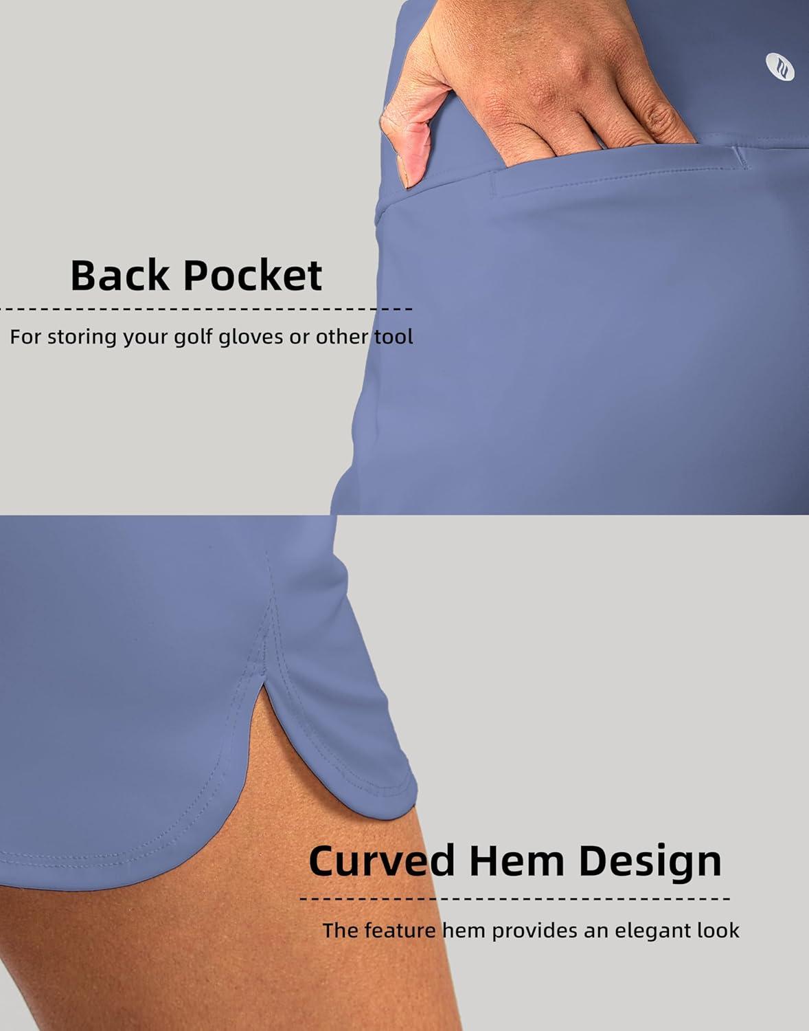 imageSANTINY Womens Golf Skirts Skorts High Waisted Tennis Skirt Athletic Workout Casual Skorts for Woman with Short PocketsLight Blue