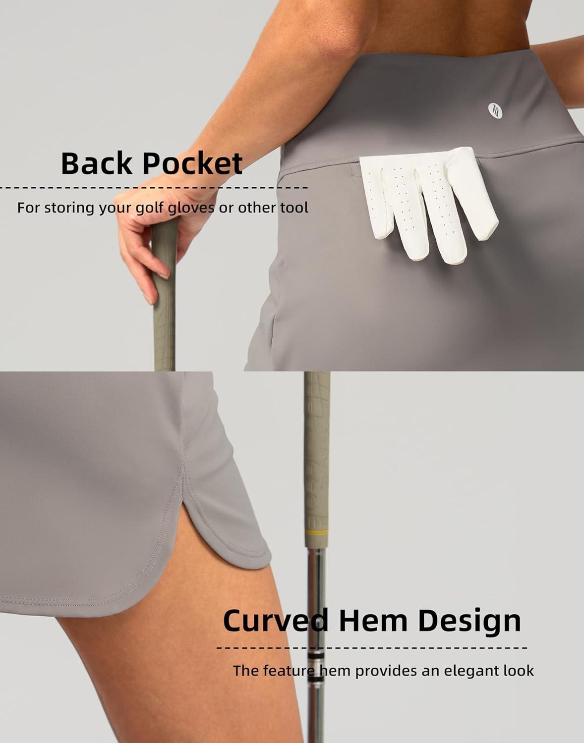 imageSANTINY Womens Golf Skirts Skorts High Waisted Tennis Skirt Athletic Workout Casual Skorts for Woman with Short PocketsLight Grey