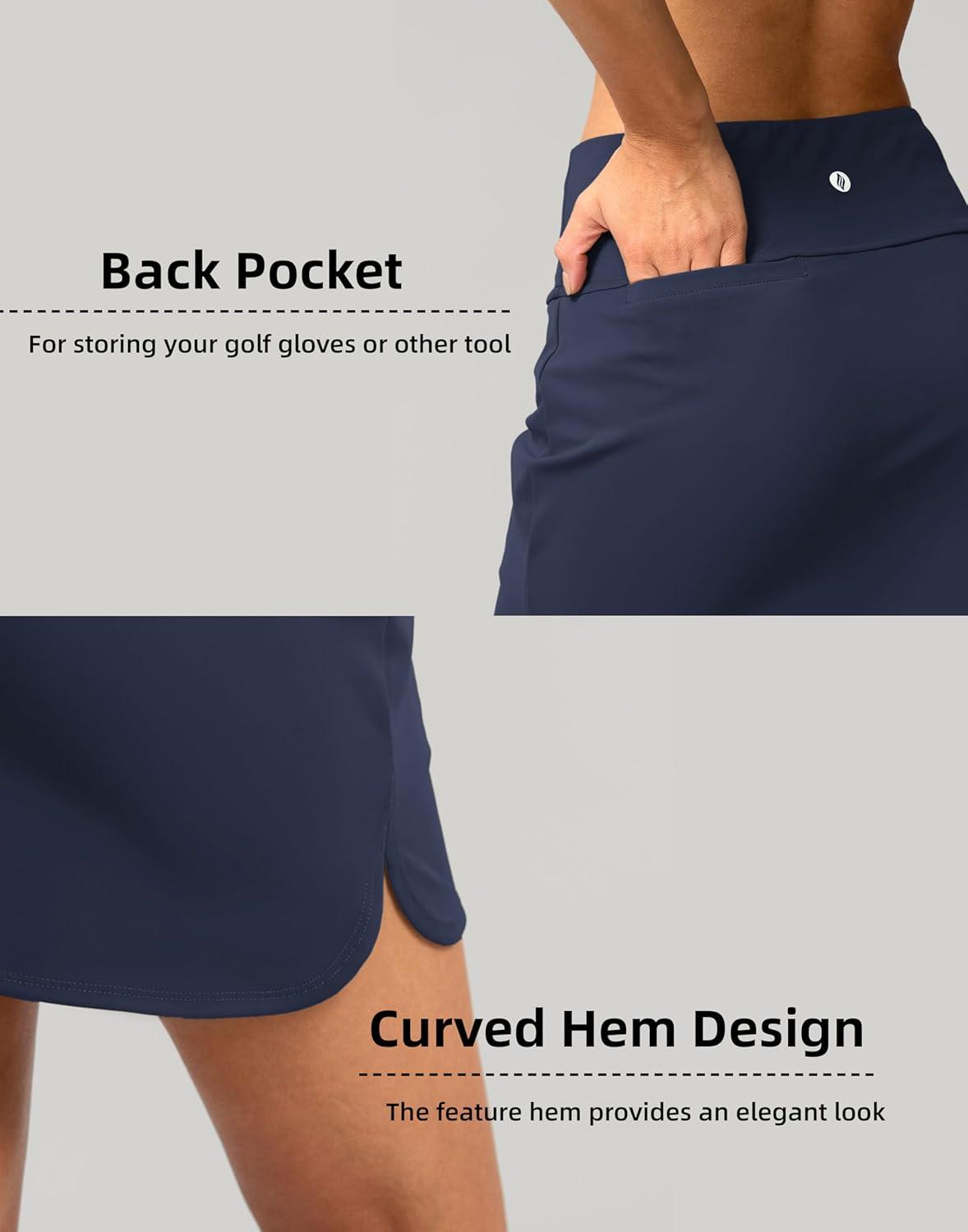 imageSANTINY Womens Golf Skirts Skorts High Waisted Tennis Skirt Athletic Workout Casual Skorts for Woman with Short PocketsNavy