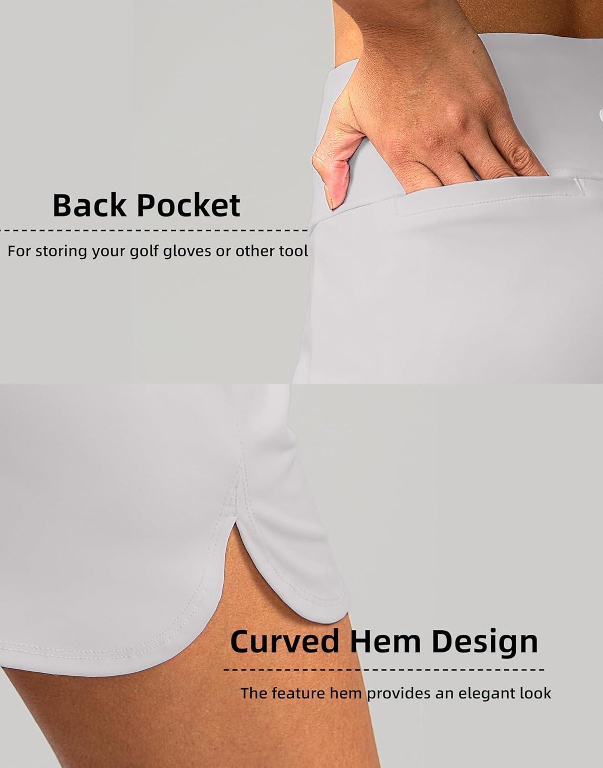 imageSANTINY Womens Golf Skirts Skorts High Waisted Tennis Skirt Athletic Workout Casual Skorts for Woman with Short PocketsPale