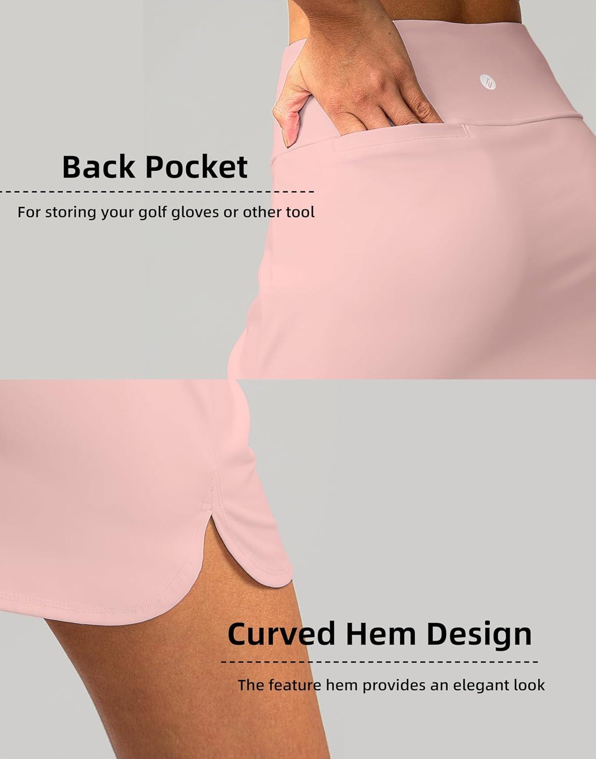 imageSANTINY Womens Golf Skirts Skorts High Waisted Tennis Skirt Athletic Workout Casual Skorts for Woman with Short PocketsPink