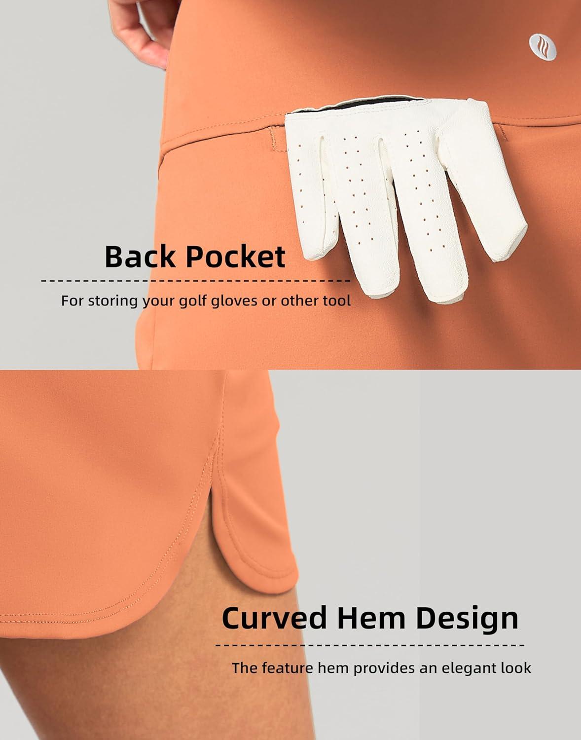 imageSANTINY Womens Golf Skirts Skorts High Waisted Tennis Skirt Athletic Workout Casual Skorts for Woman with Short PocketsRed Coral