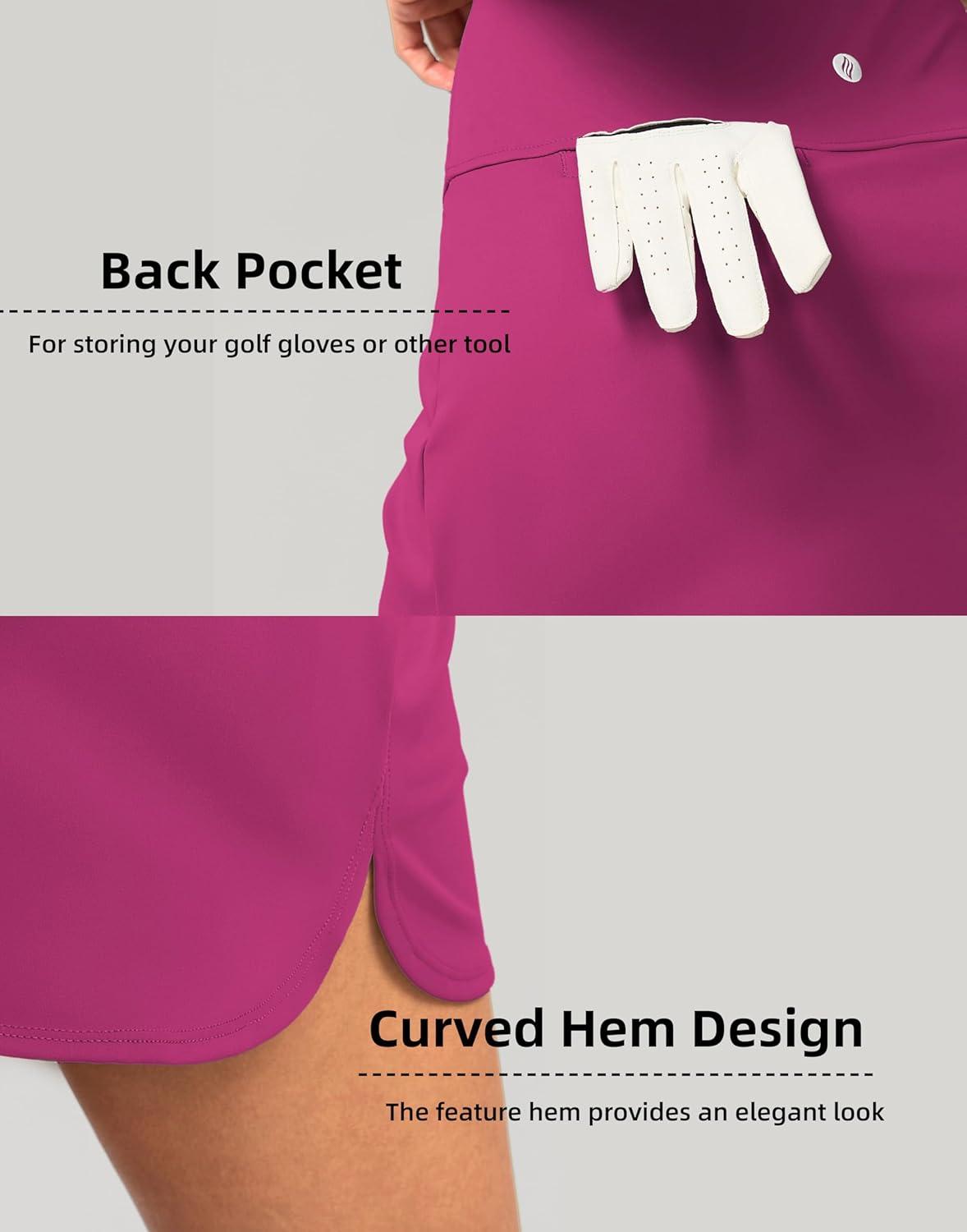 imageSANTINY Womens Golf Skirts Skorts High Waisted Tennis Skirt Athletic Workout Casual Skorts for Woman with Short PocketsRose