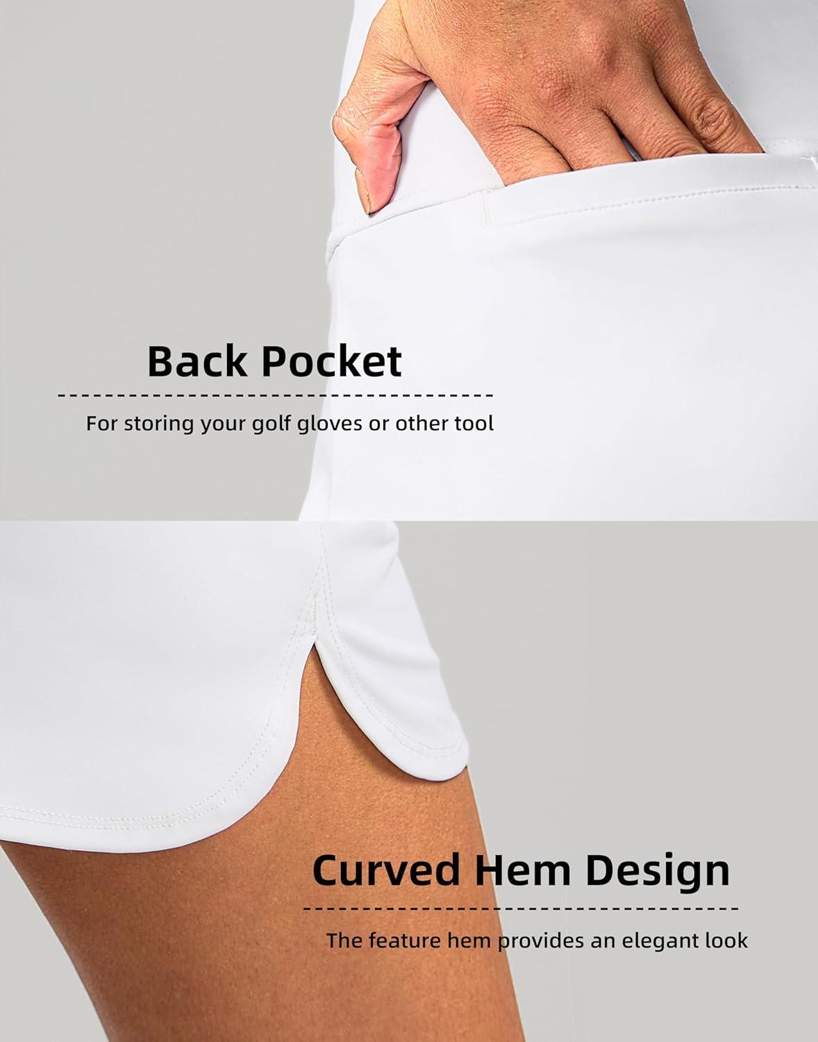 imageSANTINY Womens Golf Skirts Skorts High Waisted Tennis Skirt Athletic Workout Casual Skorts for Woman with Short PocketsWhite