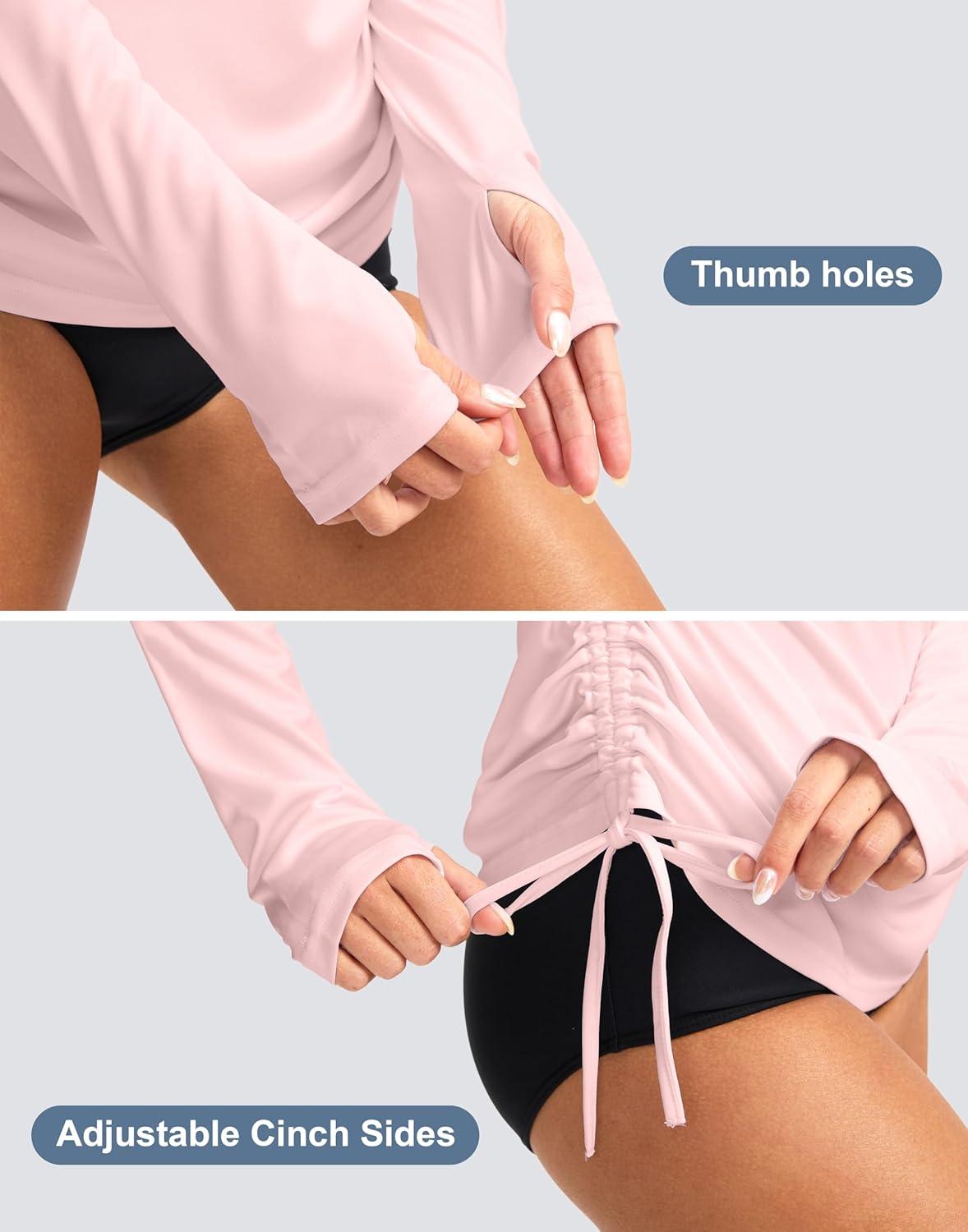 imageSANTINY Womens UPF50 Rash Guard SPF Long Sleeve Swimsuits Top UV Sun Protection Swim Shirts for WomanPink
