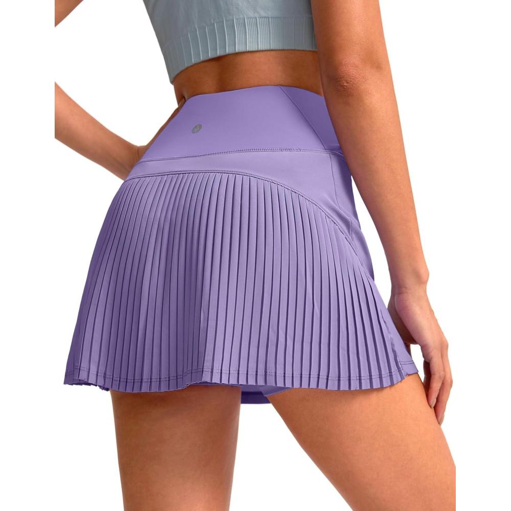 imageSANTINY 14quot Tennis Skirt Skorts for Woman Pleated High Waited Skirts with Builtin Shorts Athletic Golf SkortLavander