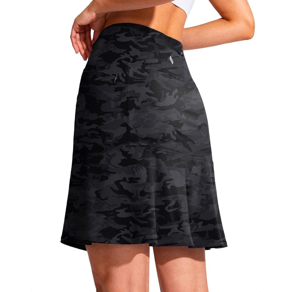 imageSANTINY 19quot Golf Skorts Skirts for Women Zipper Pockets Knee Length Skort Womens High Waist Athletic Tennis SkirtGrey Camo