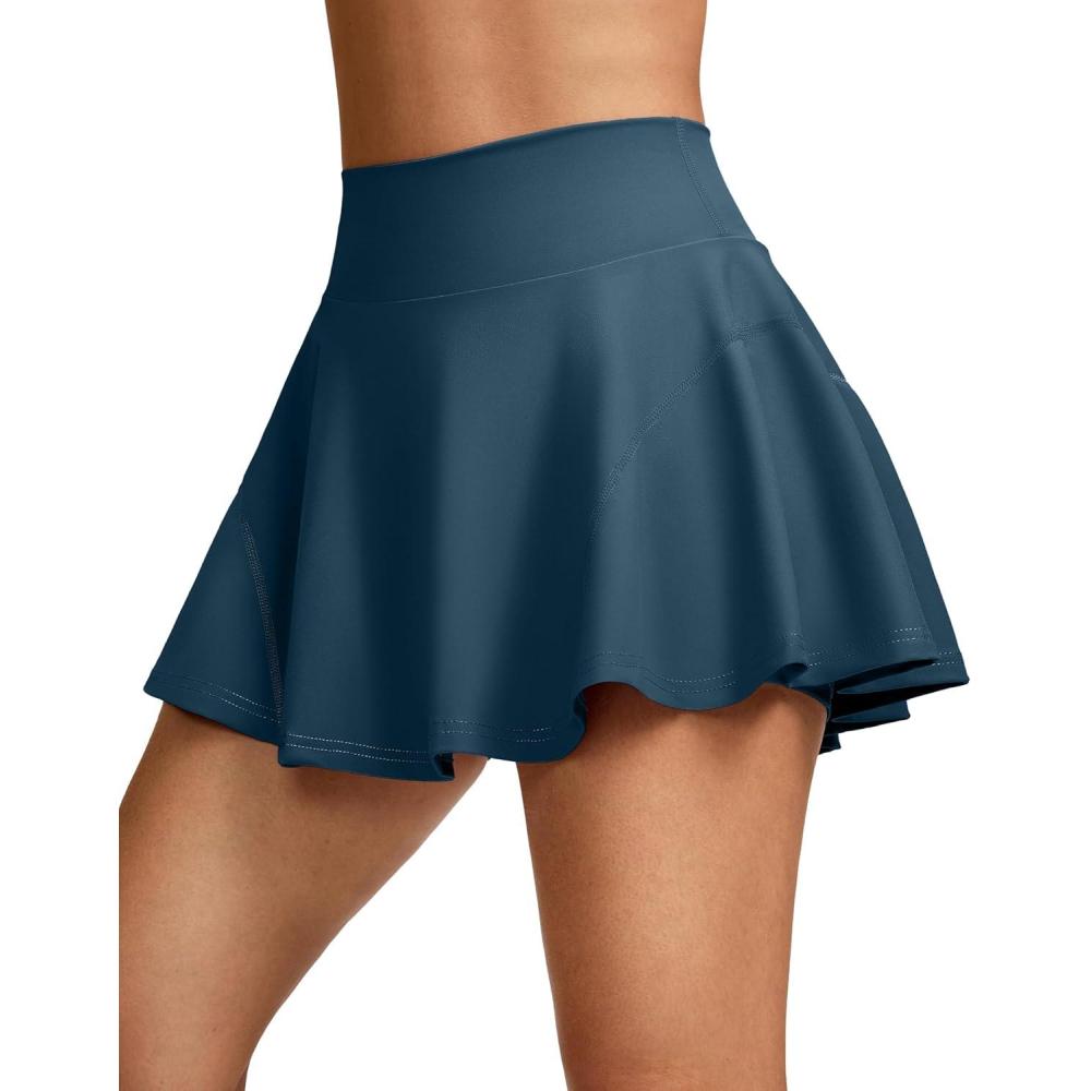 imageSANTINY Pleated Tennis Skirts for Women with Pockets Womens High Waisted Running Workout Athletic Golf Skorts SkirtsIndigo Blue