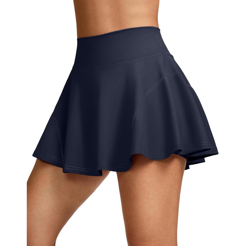 imageSANTINY Pleated Tennis Skirts for Women with Pockets Womens High Waisted Running Workout Athletic Golf Skorts SkirtsNavy
