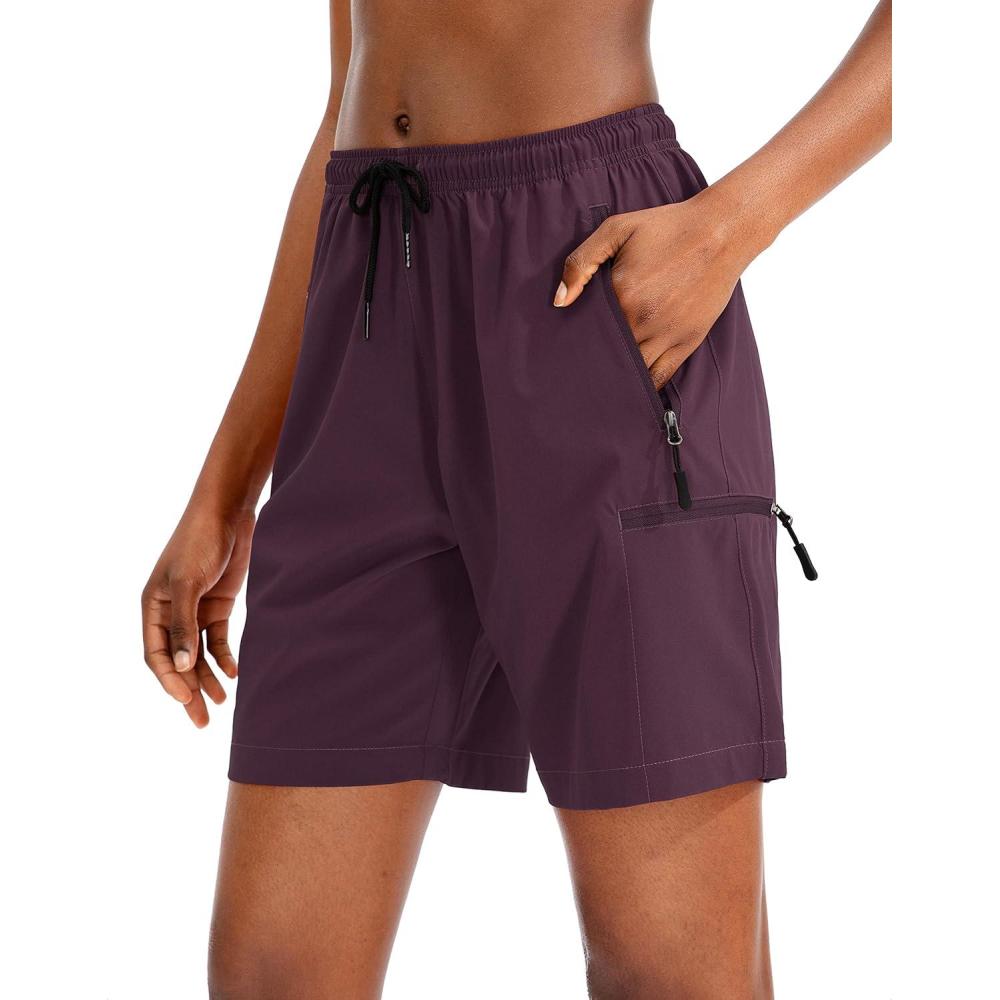 imageSANTINY Womens 5 79 Hiking Cargo Shorts Quick Dry Lightweight Summer Shorts for Women Athletic Golf Zipper PocketsPurple