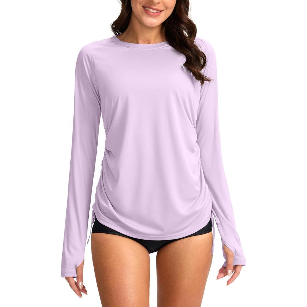 imageSANTINY Womens UPF50 Rash Guard SPF Long Sleeve Swimsuits Top UV Sun Protection Swim Shirts for WomanLight Purple
