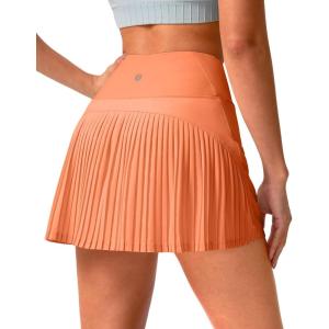 SANTINY 14″ Tennis Skirt Skorts for Woman Pleated High Waited Skirts with Built-in Shorts Athletic Golf Skort(Coral)