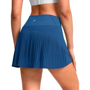 SANTINY 14″ Tennis Skirt Skorts for Woman Pleated High Waited Skirts with Built-in Shorts Athletic Golf Skort(Deep Blue)