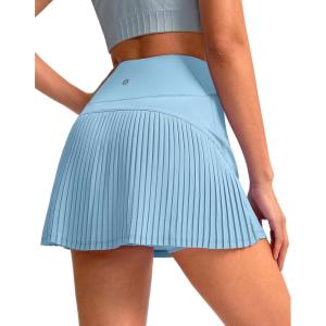 SANTINY 14″ Tennis Skirt Skorts for Woman Pleated High Waited Skirts with Built-in Shorts Athletic Golf Skort(Light Blue)