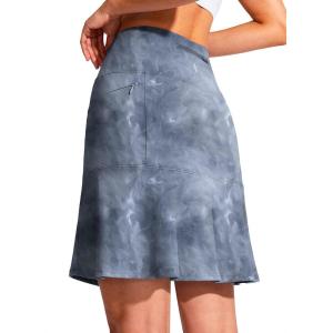 SANTINY 19″ Golf Skorts Skirts for Women Zipper Pockets Knee Length Skort Women’s High Waist Athletic Tennis Skirt(Grey Tie-dye)