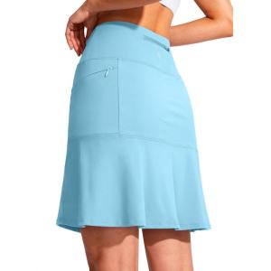 SANTINY 19″ Golf Skorts Skirts for Women Zipper Pockets Knee Length Skort Women’s High Waist Athletic Tennis Skirt(Sky Blue)
